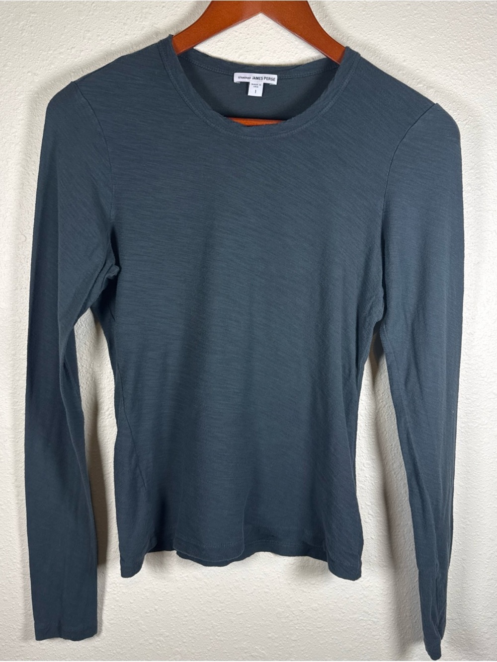 Standard James Perse Grey Cotton Long Sleeve Shirt Size Small/1